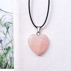 Rose Quartz Heart Pendant Necklace/Choker